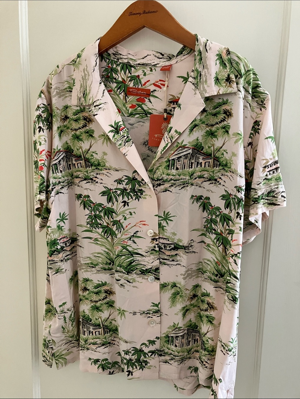 NEW! Tommy Bahama Pink and Green Tropical Camp Shirt and Bonus Camisole